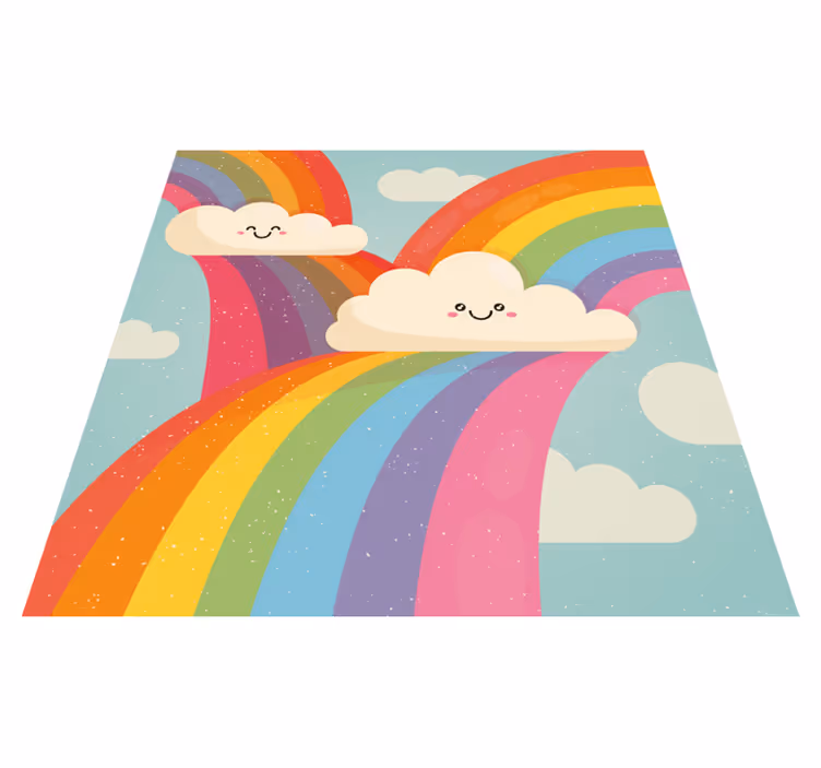 Vrolijke regenboogkunst vinyl tapijt voor meer kinderen - TenStickers