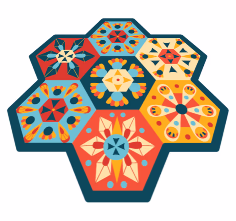 Zeshoekige symmetrie vinyl tapijt geometrisch - TenStickers