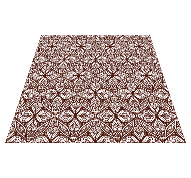 Vinyl tapijt Bruine bloemen tegels - TenStickers