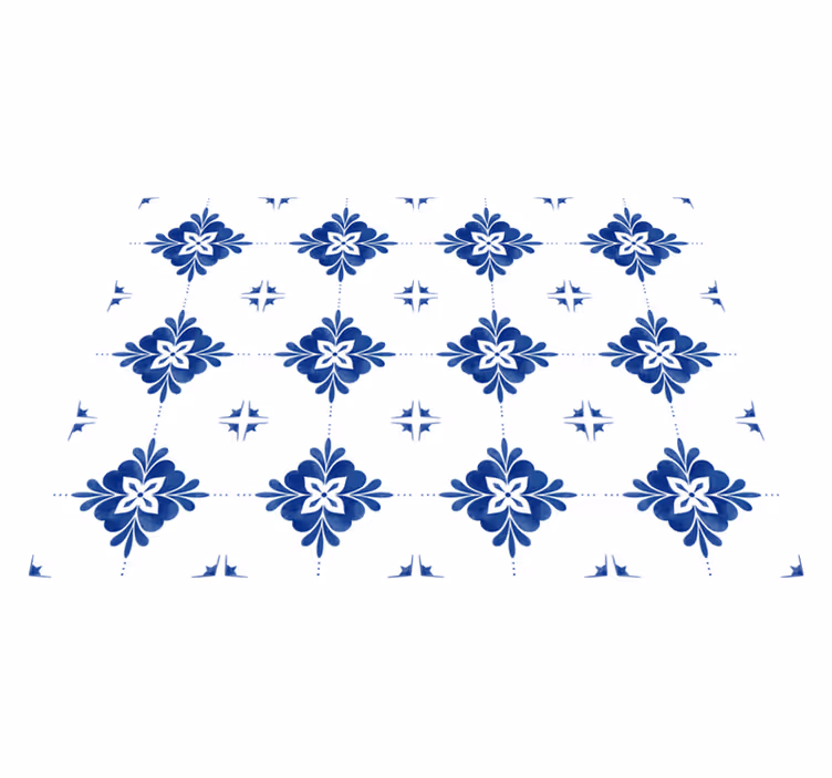 Vinyl vloerkleed wit met blauw - TenStickers