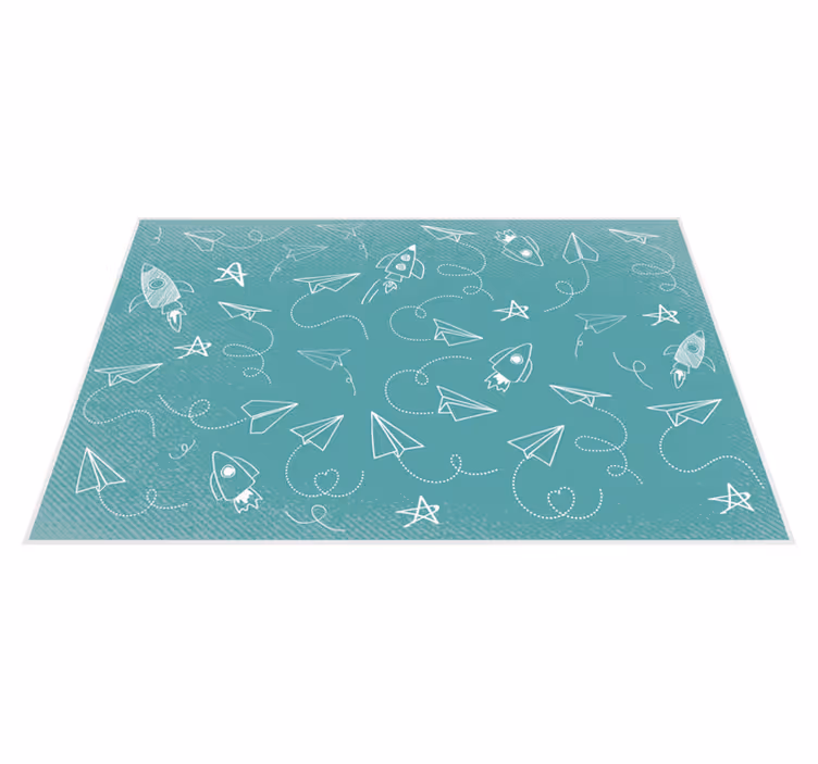 Speelse ruimtereis vinyl tapijt spel - TenStickers
