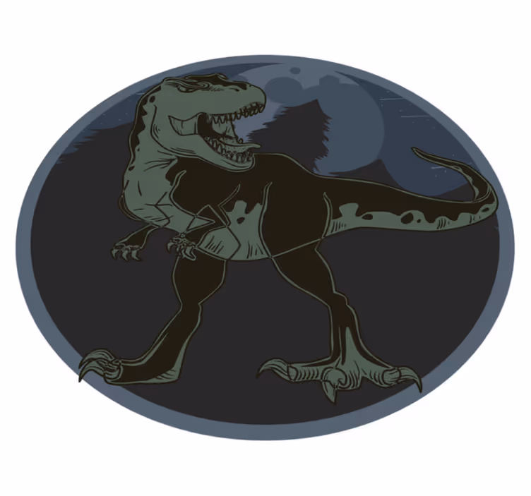Vinyl vloerkleed wilde dino in de nacht - TenStickers