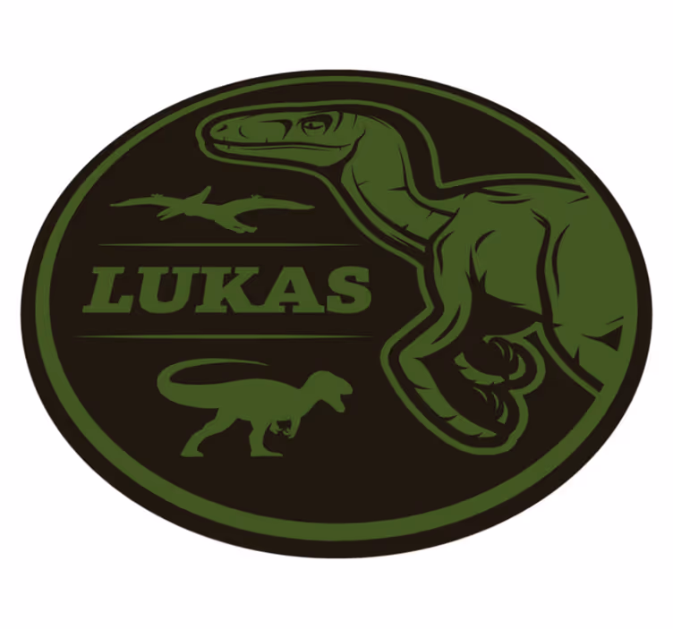 Vinyl tapijt groene dino met naam - TenStickers