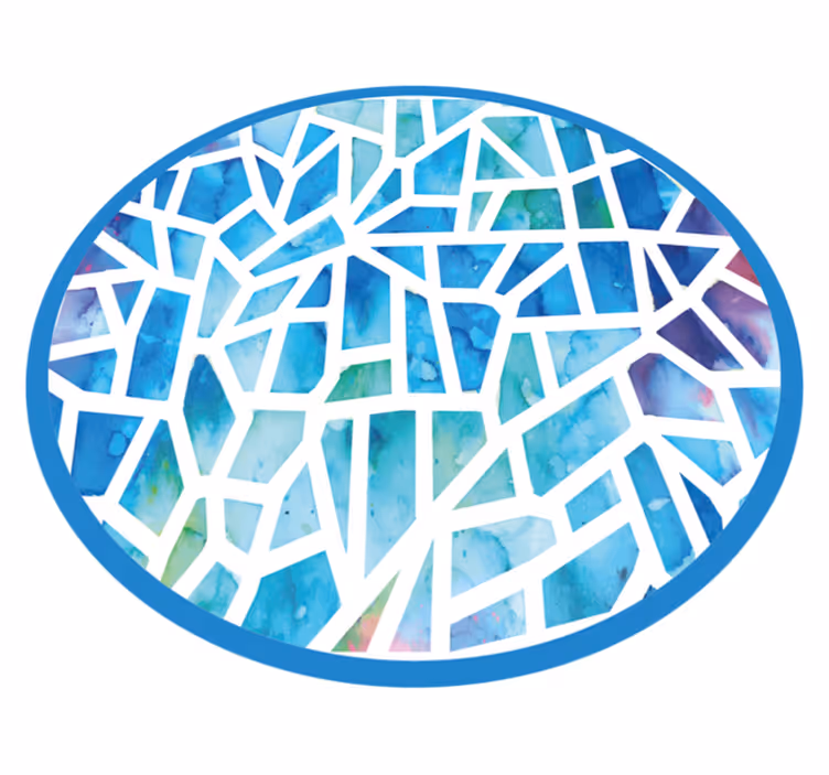 Aquarel mozaïek vinyl tapijt blauw - TenStickers
