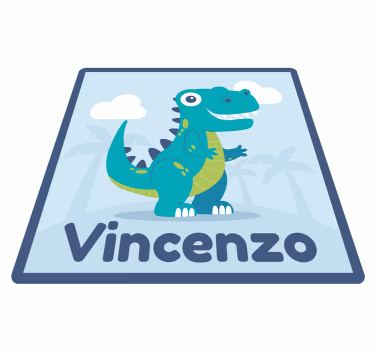 Vinyl vloerkleed groene dinosaurus met naam - TenStickers