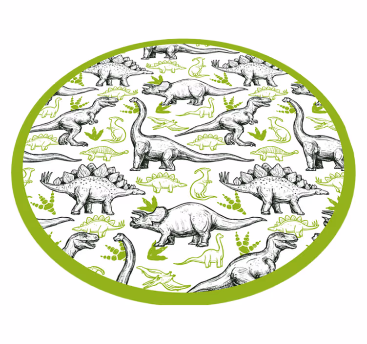 Vinyl vloerkleed dieren Twee kleuren doodle dinosaurus print - TenStickers