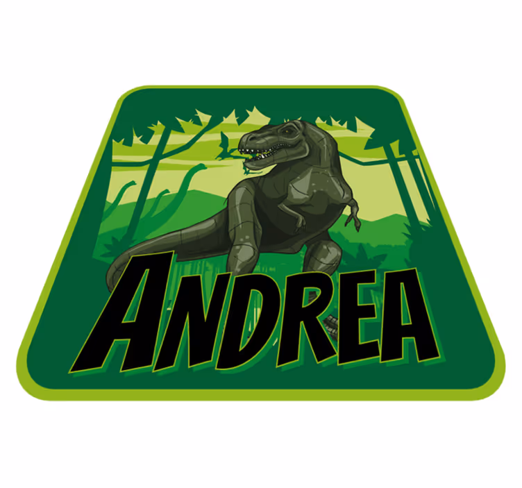 Dinosaurus avontuur vinyl tapijt met naam - TenStickers