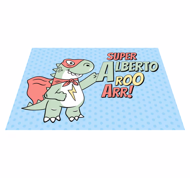 Superheld dinosaurus vinyl tapijt voor meer kinderen - TenStickers