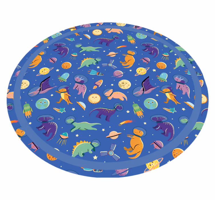 Ruimte dinosaurus rond vinyl tapijt kind - TenStickers