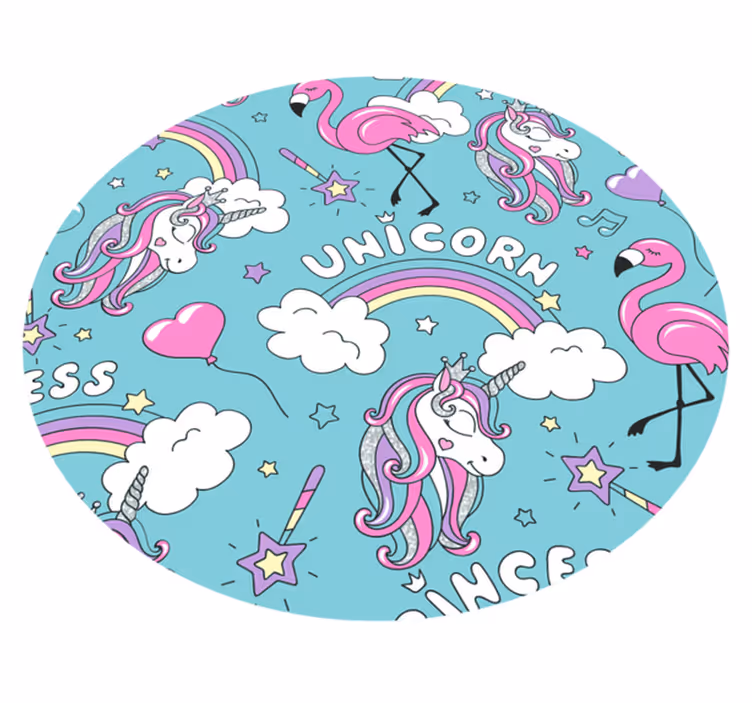 Eenhoorn fantasiecirkel vinyl tapijt voor meer kinderen - TenStickers