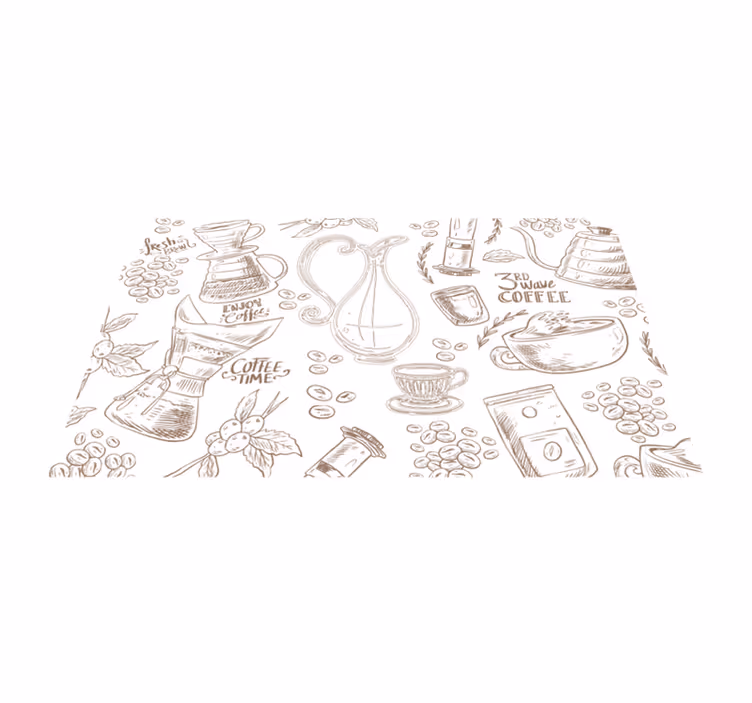 Moderne third wave coffee vinyl vloerkleed  - TenStickers