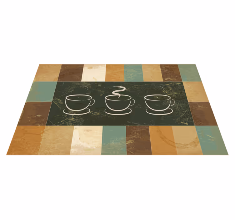 Stomende koffiekopjes vinyl vloerkleed keuken - TenStickers