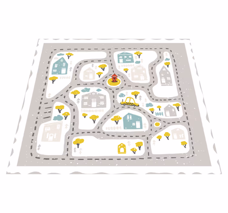 Speels stadsparcours vinyl tapijt voor meer kinderen - TenStickers
