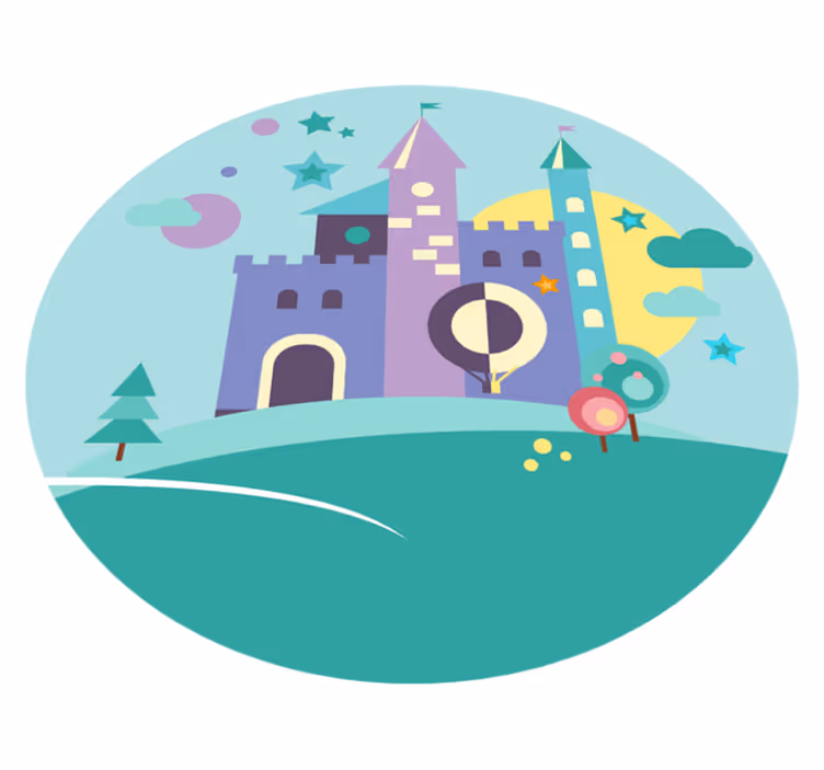 Fantasiekasteelspel vinyl tapijt kind - TenStickers