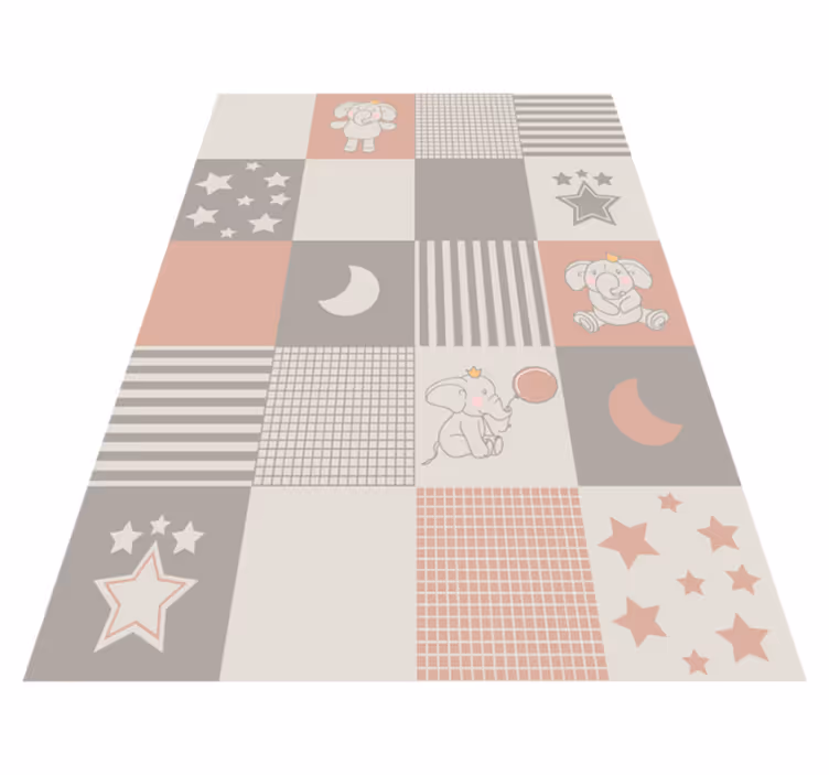 Patchwork olifantenspeeltuin vinyl tapijt kind - TenStickers