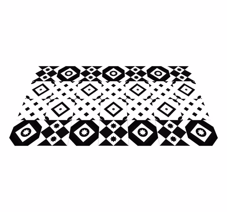 Monochrome geometrische vormen vinyl vloerkleed keuken - TenStickers