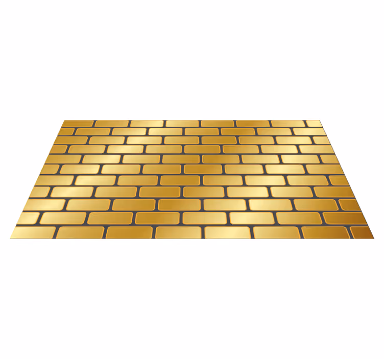 Gouden bakstenen patroon vinyl tapijt met houtstructuur - TenStickers
