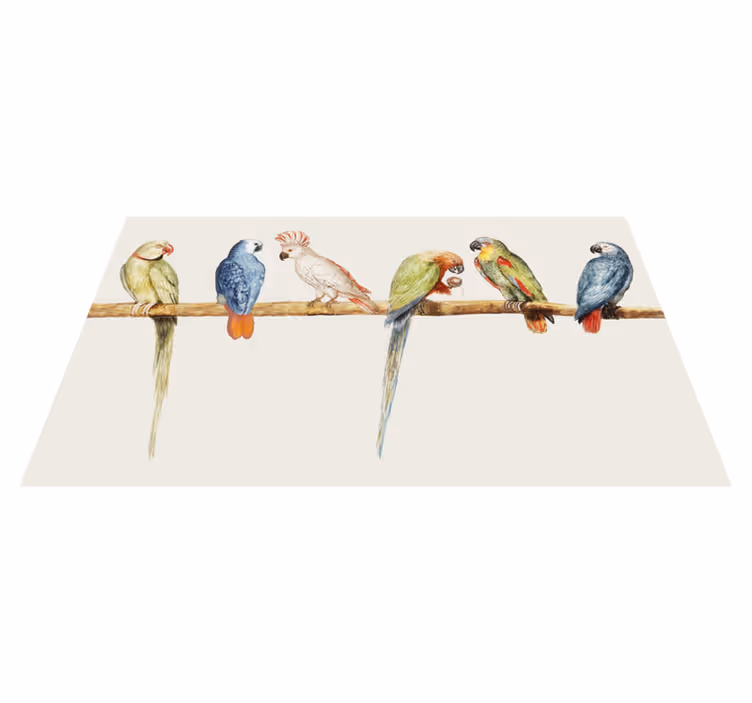 Vinyl tapijt Modern grijs met vogels en takken - TenStickers