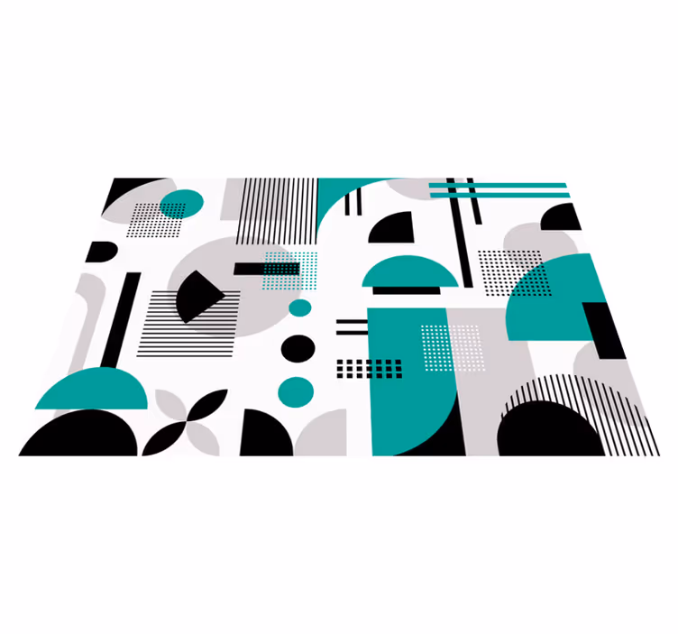 Turquoise geometrische vormen vinyl tapijt modern - TenStickers