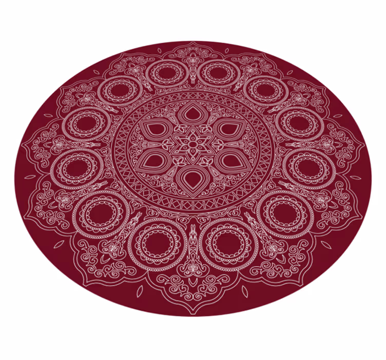Bordeauxrood motief vinyl tapijt mandala - TenStickers