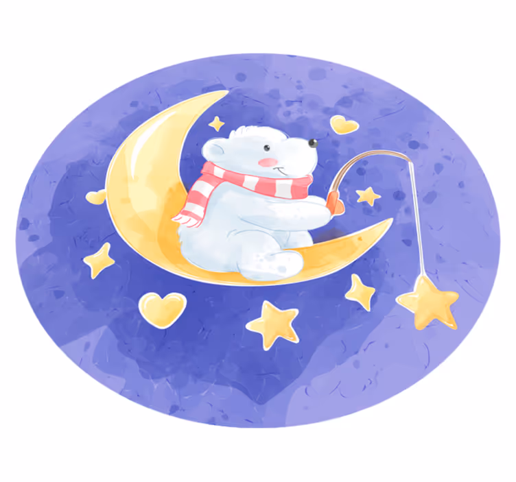 Maanverlichte berenwelp vinyl tapijt baby - TenStickers