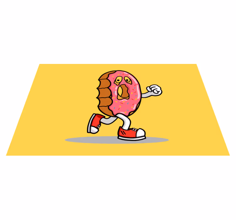 Geanimeerd donutkarakter vinyl tapijt voor meer kinderen - TenStickers