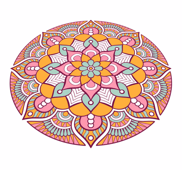 Levendig bloemenconcept vinyl tapijt mandala - TenStickers