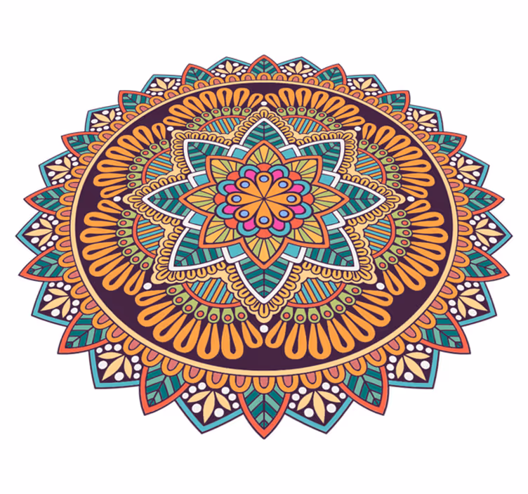 Mandala vinyl tapijt Kleurrijke mandala bloem - TenStickers