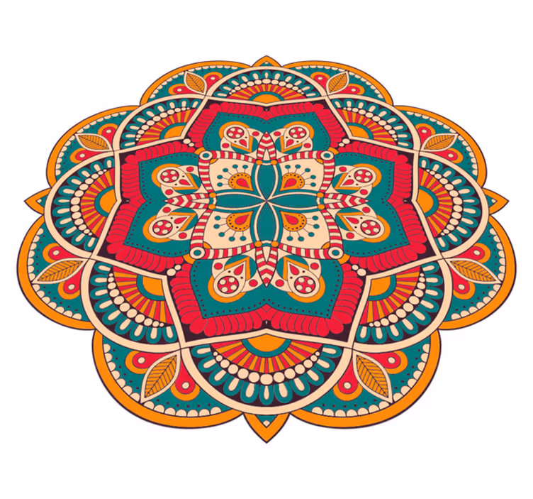 Levendig kleurrijk ontwerp vinyl tapijt mandala - TenStickers