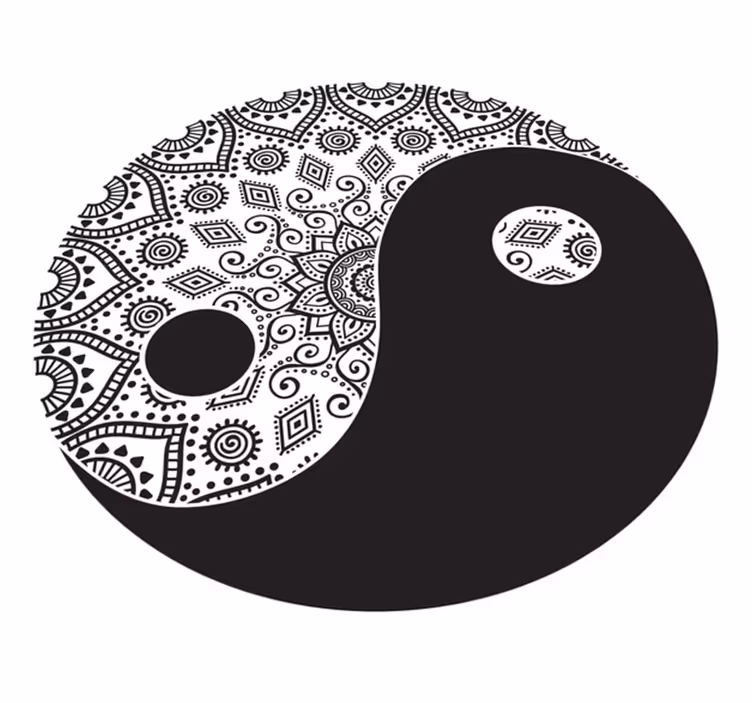 Yin-yang-symmetrie vinyl tapijt mandala - TenStickers