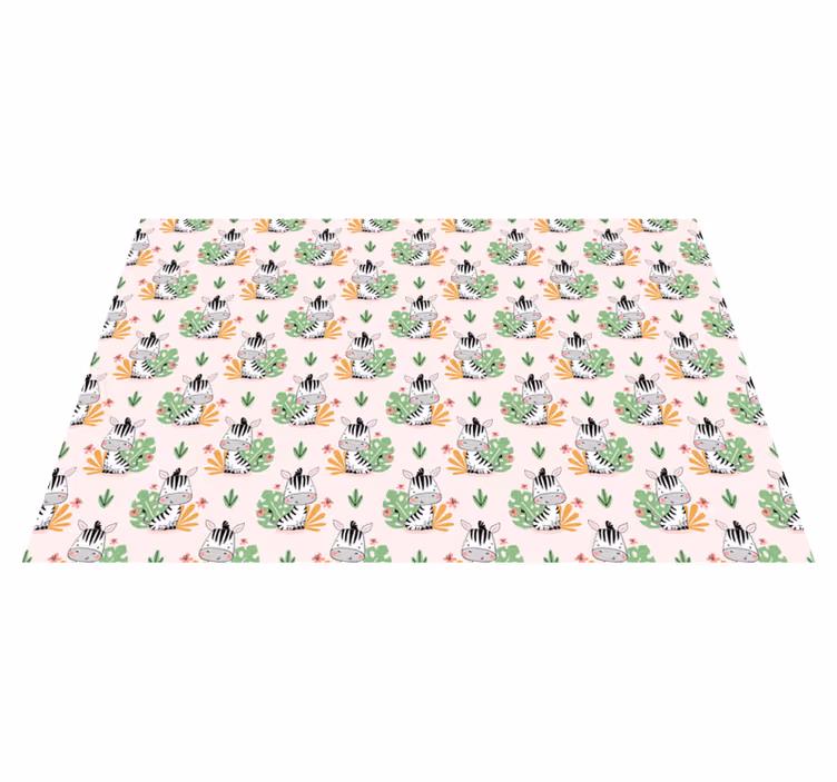 Zebra-junglepatroon vinyl tapijt voor meer kinderen - TenStickers