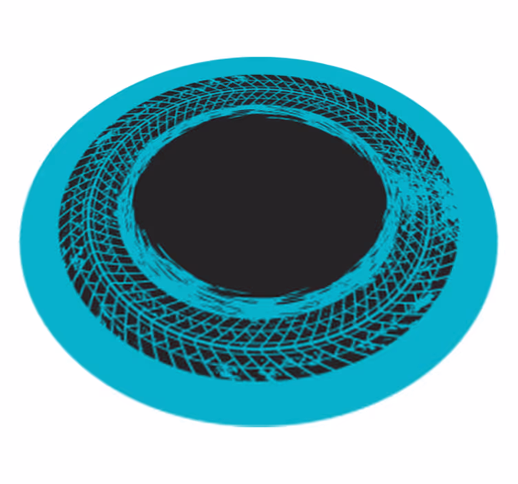 Cirkelvormige turquoise werveling vinyl tapijt met strepen - TenStickers