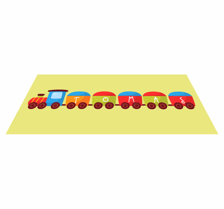 Gepersonaliseerde trein vinyl tapijt met naam - TenStickers