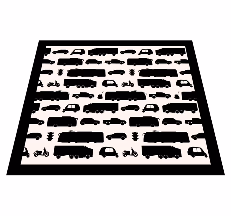 Voertuigsilhouetten vinyl tapijt snelweg - TenStickers