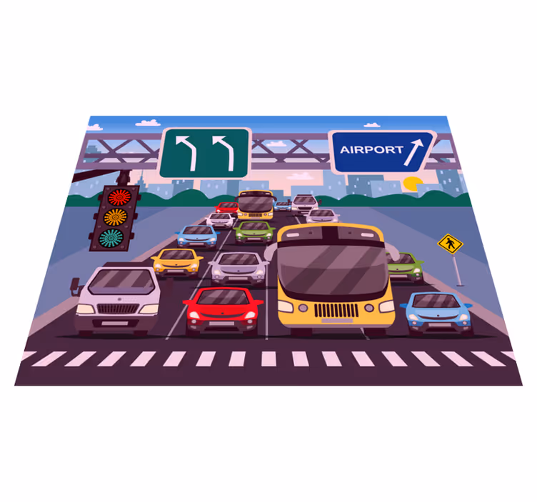 Verkeers speeltijd vinyl tapijt snelweg - TenStickers
