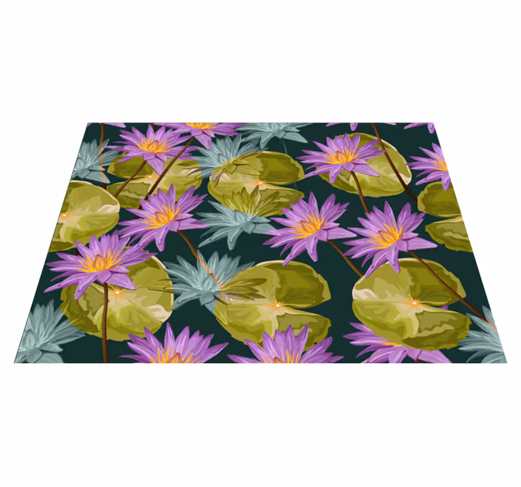 Botanische waterlelies vinyl tapijt bloemen en planten - TenStickers