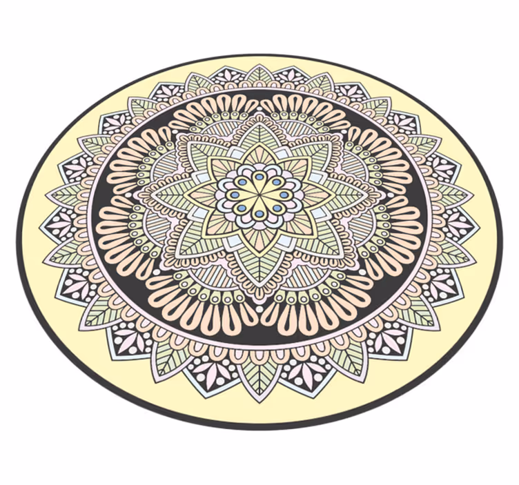 Complex cirkelvormig motief vinyl tapijt mandala - TenStickers