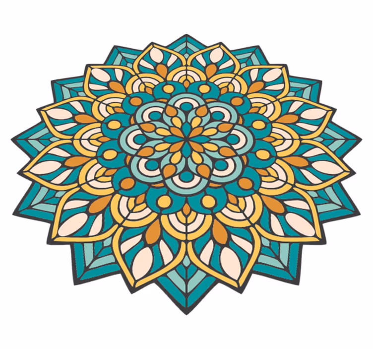 Complex kleurrijk motief vinyl tapijt mandala - TenStickers