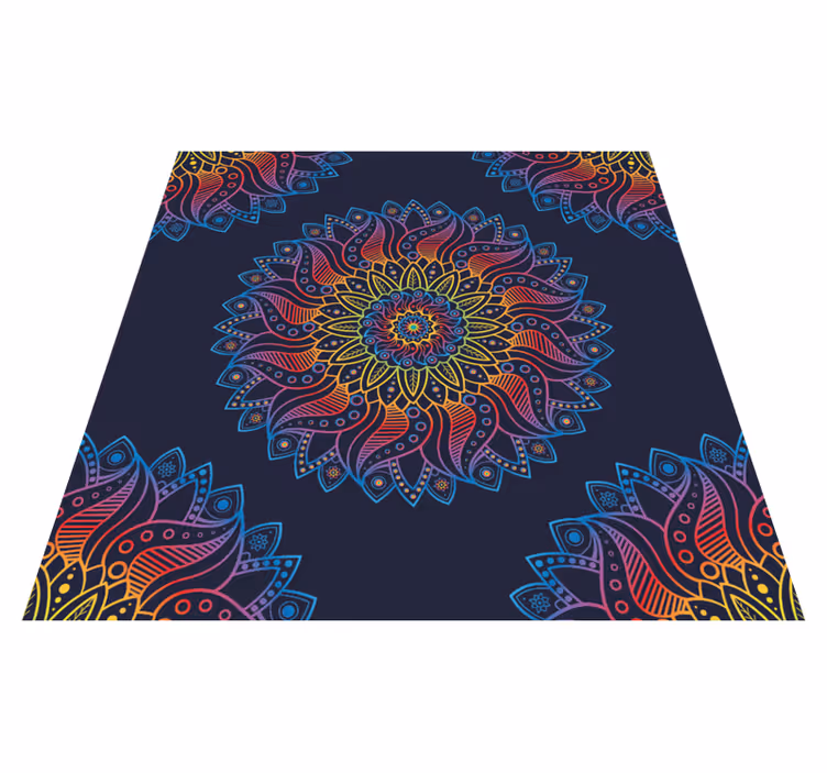 Vinyl tapijt mandala kleurrijk levendig motief - TenStickers