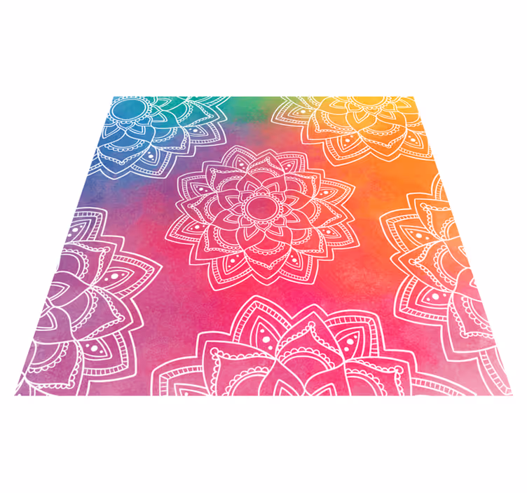 Kleurrijk rood patroon vinyl tapijt mandala - TenStickers