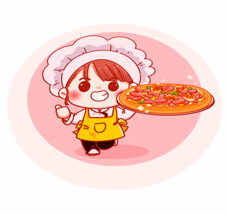 Vrolijke chef-kokillustratie vinyl tapijt voor meer kinderen - TenStickers