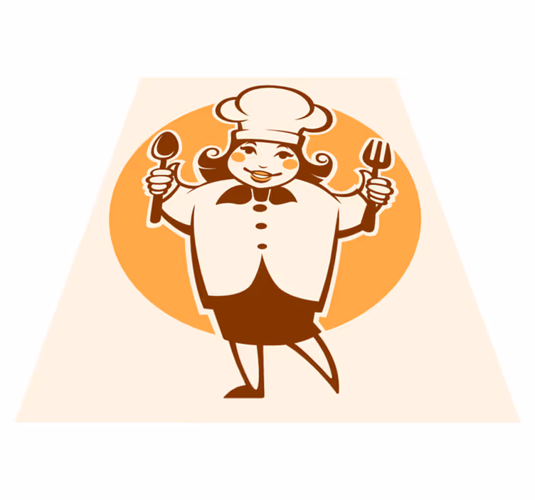 Vrolijk chef-koksilhouet vinyl vloerkleed keuken - TenStickers