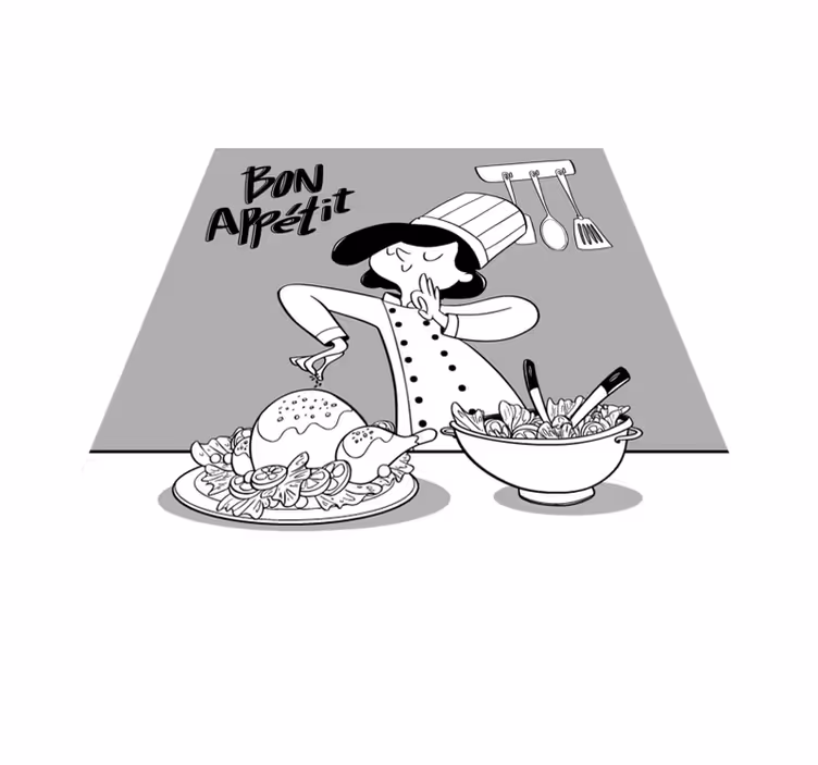 Cartoon chef-kok illustratie vinyl vloerkleed keuken - TenStickers