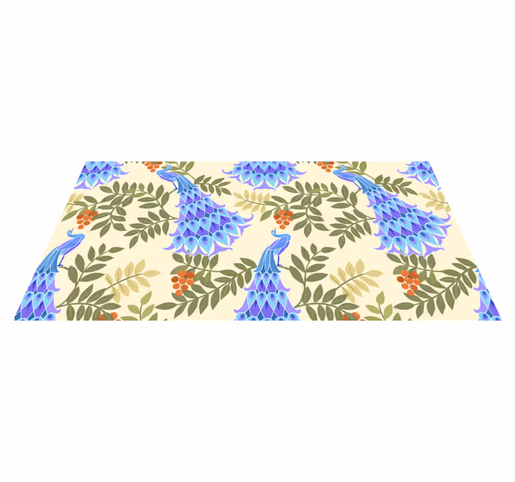 Vinyl tapijt bloemen en planten pauwen thema - TenStickers