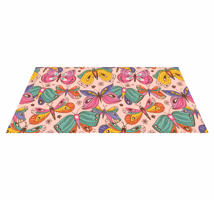 Kleurrijk vlindermotief vinyl tapijt voor meer kinderen - TenStickers