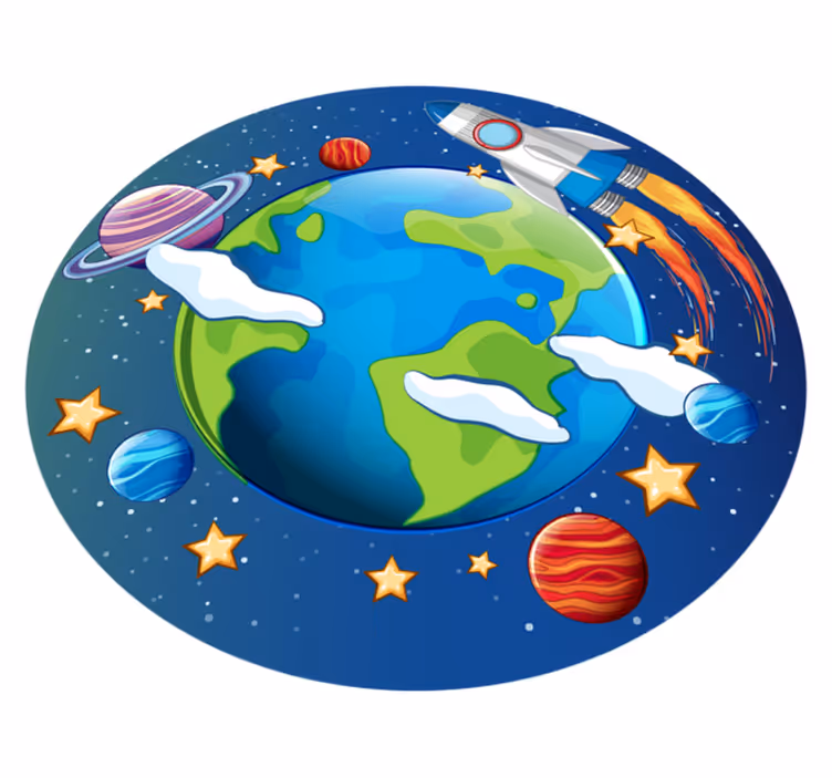 Planetaire baan vinyl tapijt kind - TenStickers