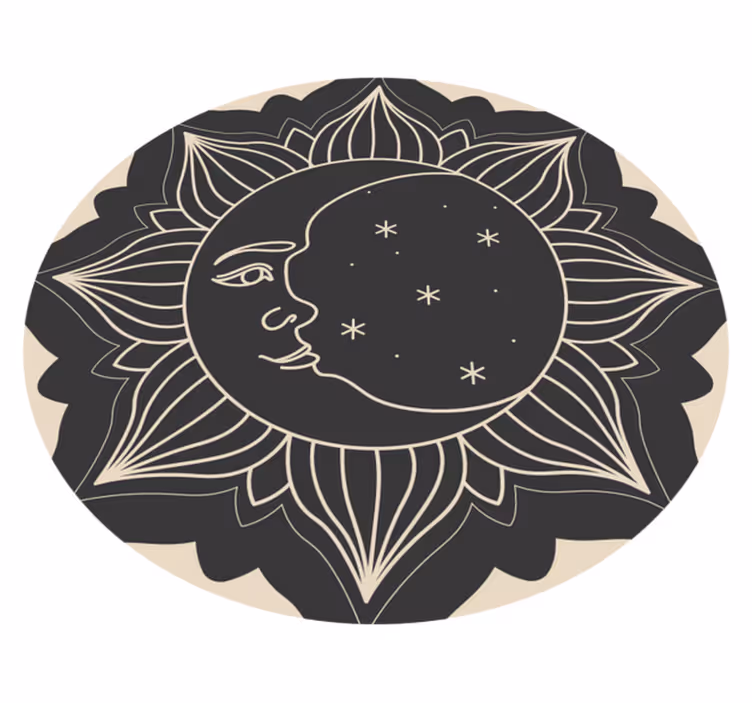 Zon en maan vinyl tapijt mandala - TenStickers