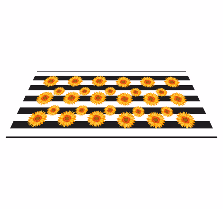 Zonnebloem strepen vinyl tapijt bloemen en planten - TenStickers