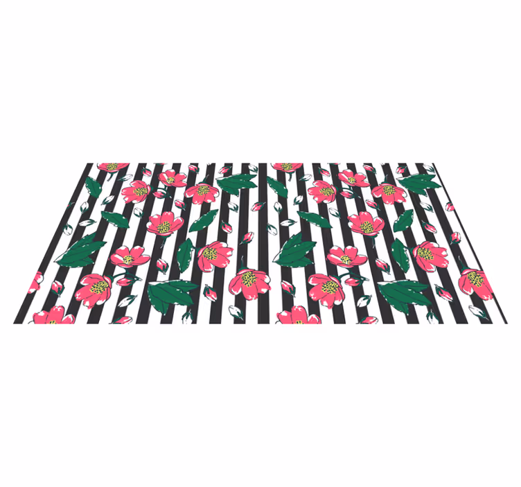 Bloemengestreept motief vinyl tapijt bloemen en planten - TenStickers