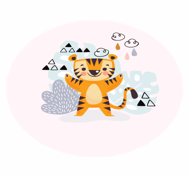 Vrolijke tijger vinyl tapijt baby - TenStickers